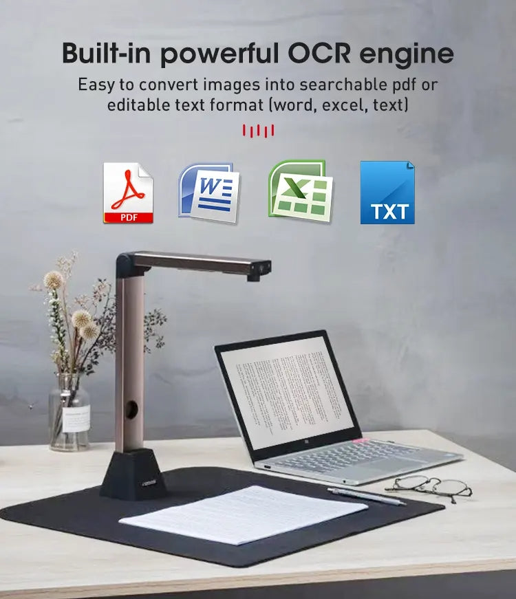 High Quality A3 Automatic Scanner Books 8MP Multi-Language OCR Portable USB Document Camera Scanner