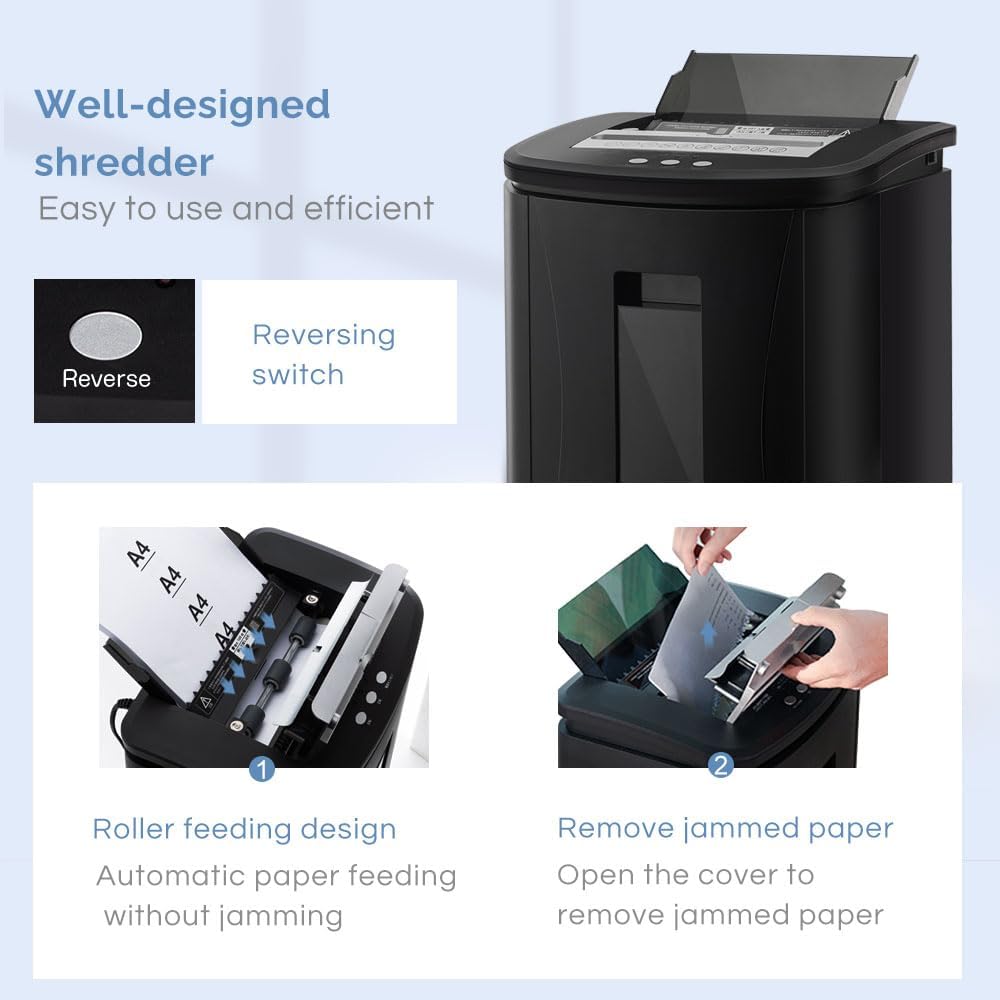 iOCHOW Automatic Feed Shredder: 150-Sheet Micro-Cut Heavy Duty Shredder with Security Level P-4. Up to 40 Minutes of Continuous Operation with 25L Removable Container