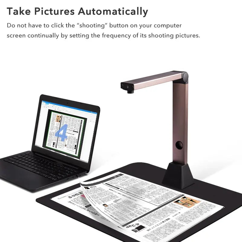 High Quality A3 Automatic Scanner Books 8MP Multi-Language OCR Portable USB Document Camera Scanner