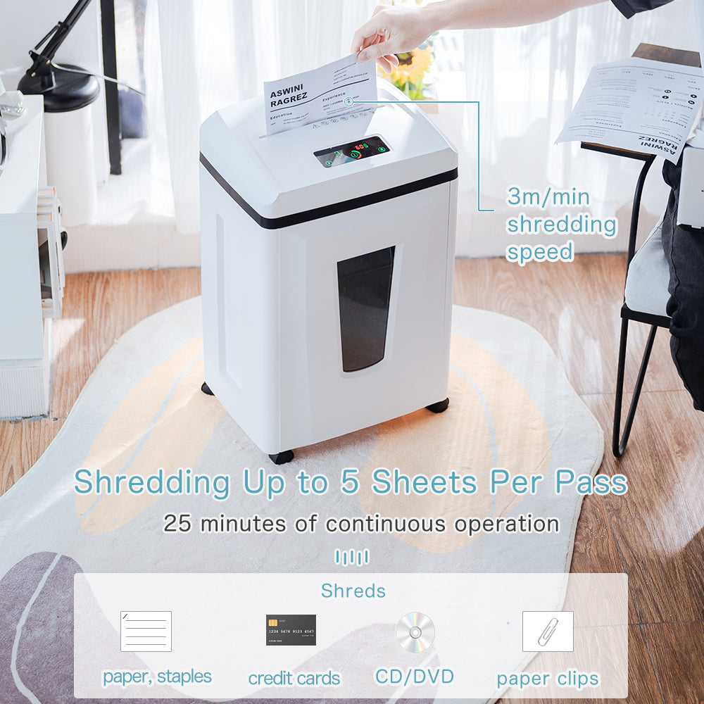 Heavy duty industrial paper shredder Manual cut into small cubes 1x6mm for Shredding Card for Bank Office Use With 23L trash bin