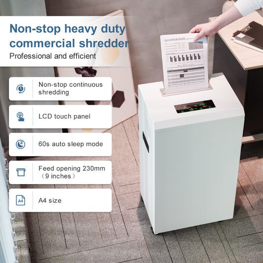 iOCHOW Heavy Duty Commercial Shredder: Max 19 Sheets Cross Cut Office Shredder, P4 Level Non-Stop Shredding with 12 Gal Large Bin, LCD Panel Document Shredder, Shred CD/DVD/Credit Card/Paperclips